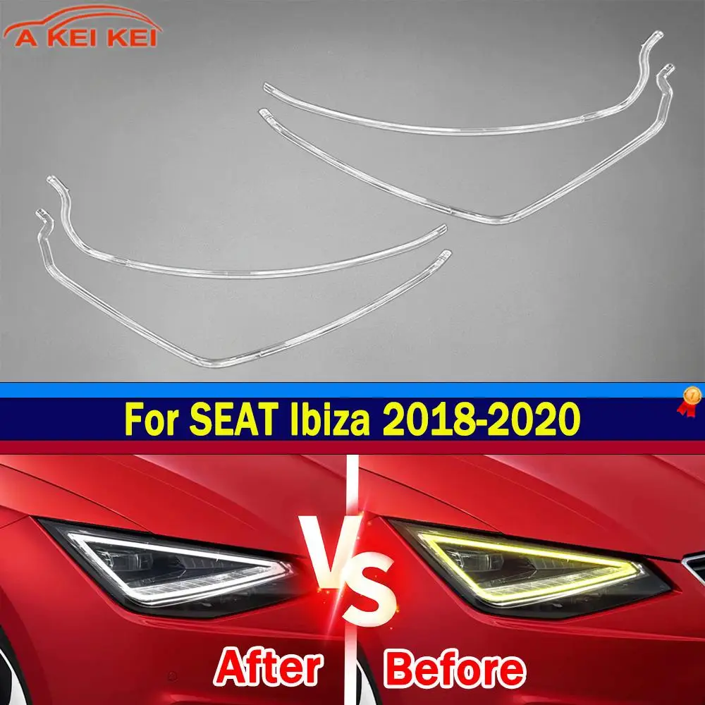 

White light Fit For SEAT Ibiza 2018 2019 2020 2020 LED DRL Light Guide Plate Tube Car Headlight Daytime Running Light Angel Eye