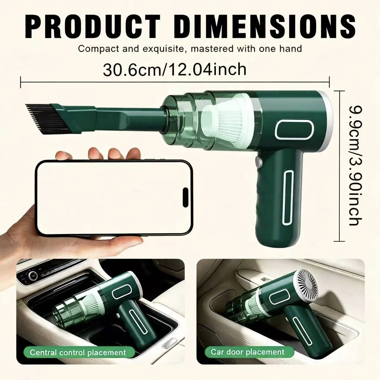 Leistungsstarker 2-in-1 Handstaubsauger & Gebläse für Autos, Mini Tragbar Kabellos, USB-Aufladbar, Hohe Saugkraft für Trockenreinigung, Waschbarer HEPA-Filter, Einfache Ein-Klick-Staubentsorgung,