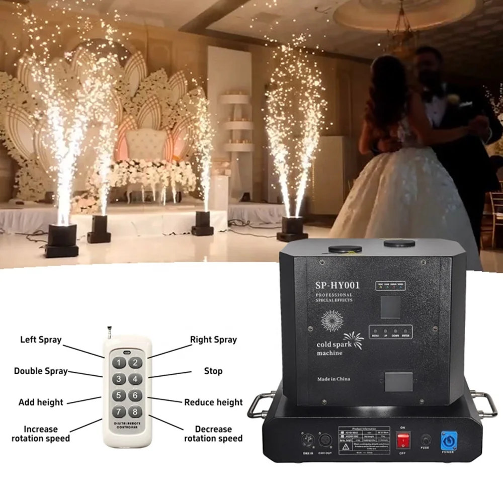 

SP 1300W DMX Double Head Rotating Spark Machine 360 Rotation Cold Spark Machine for Wedding Party Disco Dj