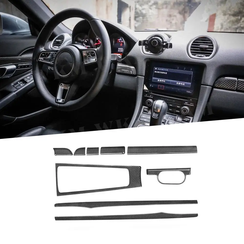 

Dry Carbon Fiber Interior Central Control Dashboard Door Trim Covers fit for Porsche 718 2016-2019 911 2012-2018