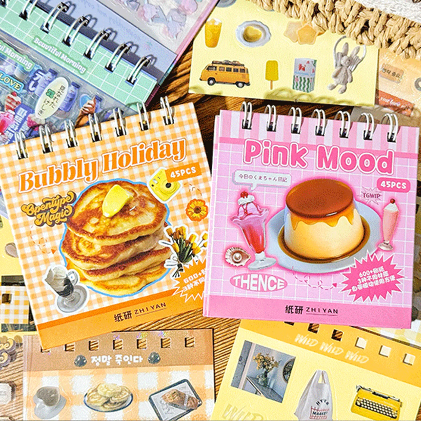 Portable Creative Sticker Books Colorful Holiday Series Dessert DIY Material Decorative Stickers Simple Coil Japenese Scrapbook