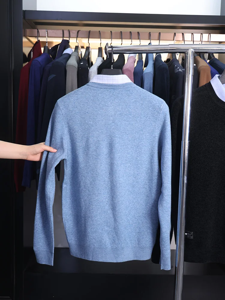 

Простой облегающий удобный вязаный свитер с двойным воротником из искусственного двух частей серии панды, эластичный повседневный длинный све, молодежная мода