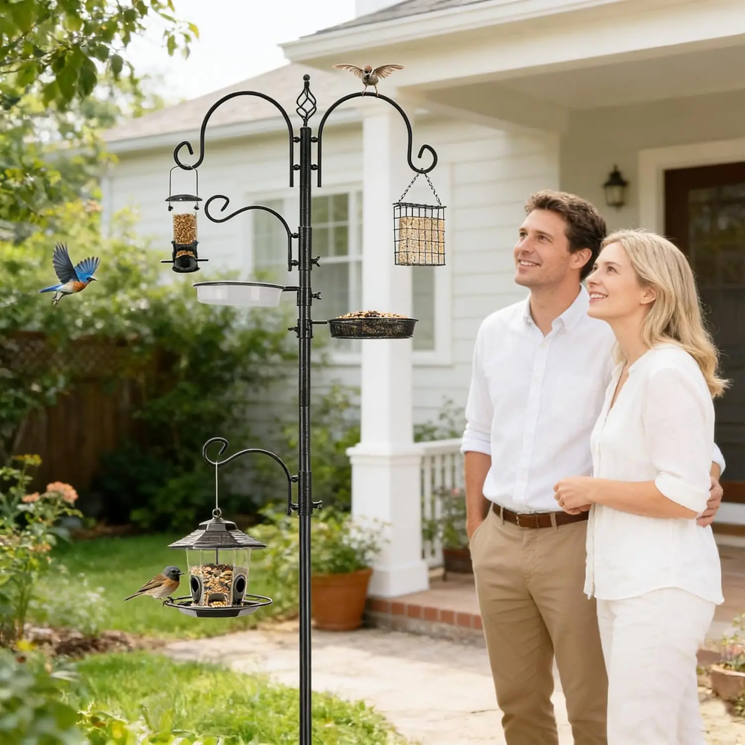 Solar Bird Bath Metal All Season Neutral