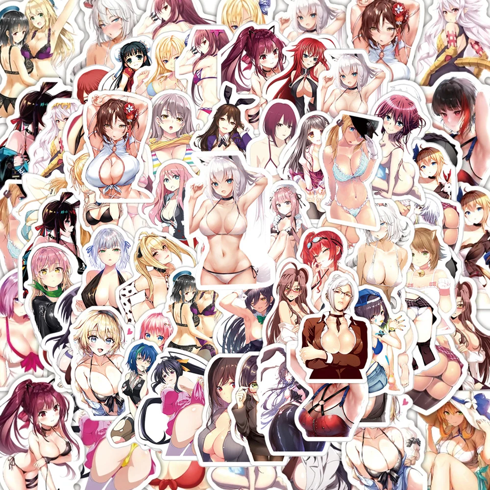 10/30/50 szt. Kreskówkowe Seksowne Anime Dziewczyna Naklejki Wodoodporne DIY Kask Deskorolka Laptop Telefon Samochód Klasyczne Fajne Hentai Naklejki dla Dorosłych