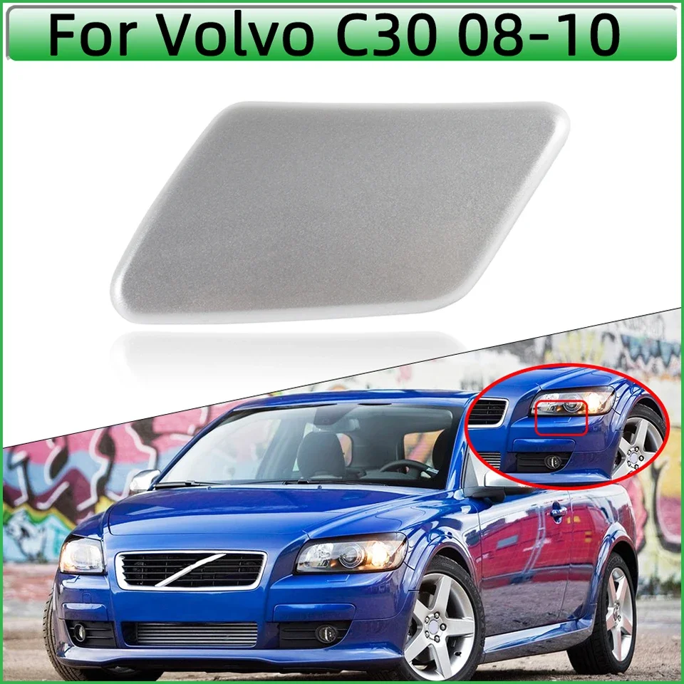 

Car Front Bumper Headlight Washer Nozzle Cover Cap For Volvo C30 2008 2009 2010 30655933/30655934 Headlamp Cleaner Spray Jet Lid