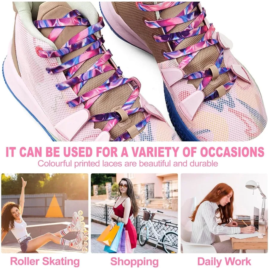 أربطة أحذية مسطحة متدرجة: أحذية رياضية مطبوعة ملونة 2 ص