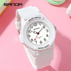 SANDA 6018 New Top Luxury Brand Women Watch Quartz Lady Original Classic 50M Waterproof Wristwatch TPU Strap Female Girl Clock