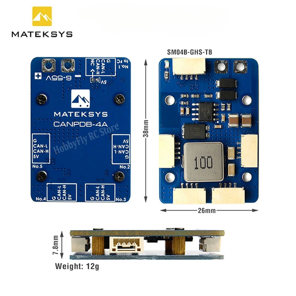 

MATEKSYS MATEK CANPDB W/ 4A BEC & JST-GH сплиттер от 6V до 55V 2-12S CAN PDB для радиоуправляемых FPV дронов запчасти