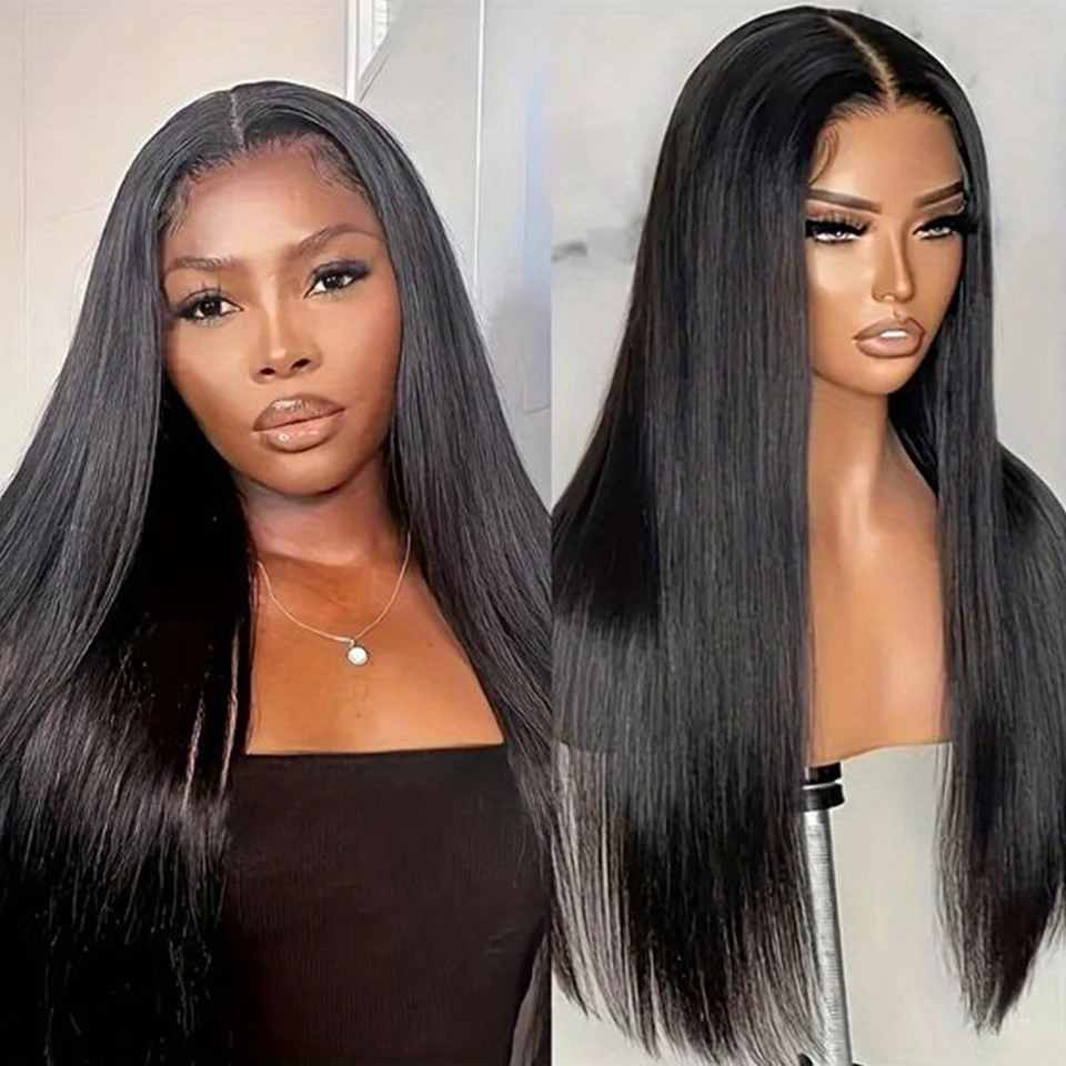 Indian Bone Straight 13*5*2 T Lace Wigs For Black Women 180% Density Silky Straight Transparent Human Hair Lace Front Wigs