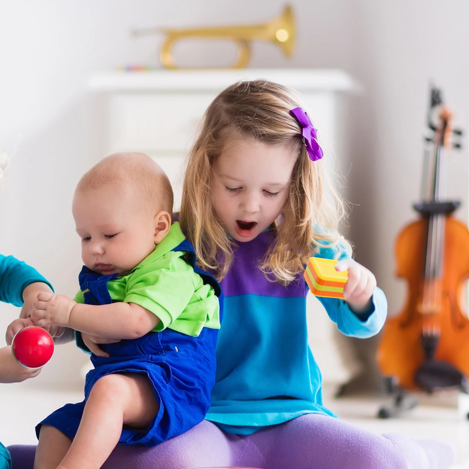

3Pcs Sand Cylinder Bell Set Musical Instruments Round Square Triangle Kids Toys Safe Material Music Development