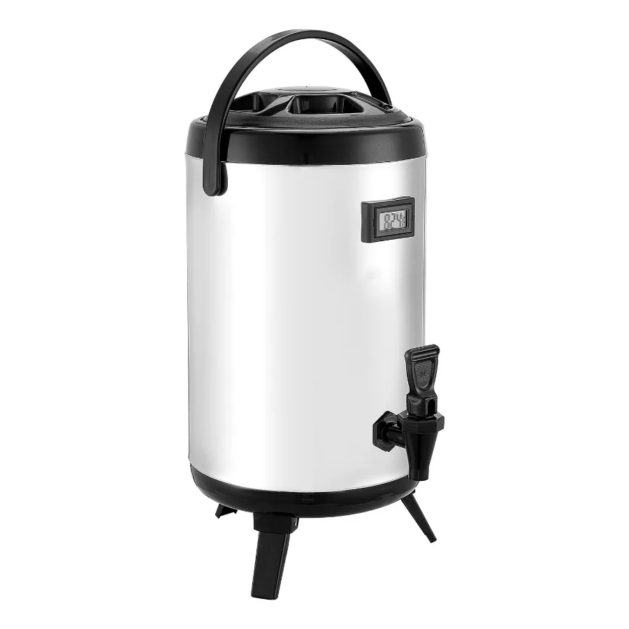 

Insulated Beverage Dispenser 2 Gal 7.6L Stainless Steel Thermal Drink Server with Spigot Temperature Display Ideal for Hot and