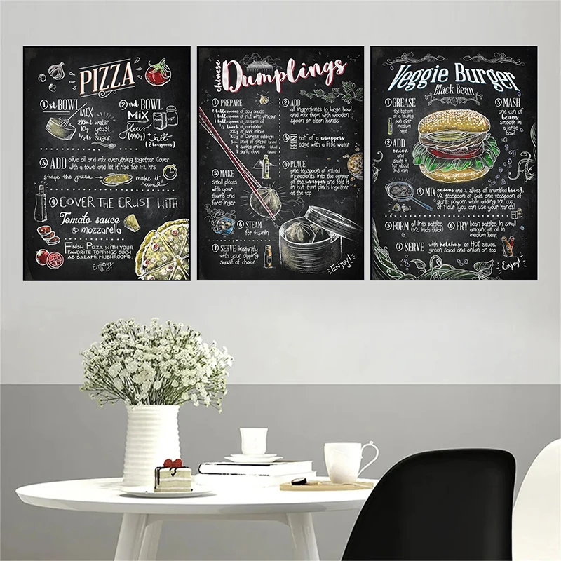 Abstract Burger Pizza Hot Dog Caipirinha Poster Canvas Painting Wall Art Fast Food for Restaurant Kitchen Dining Room Home Decor