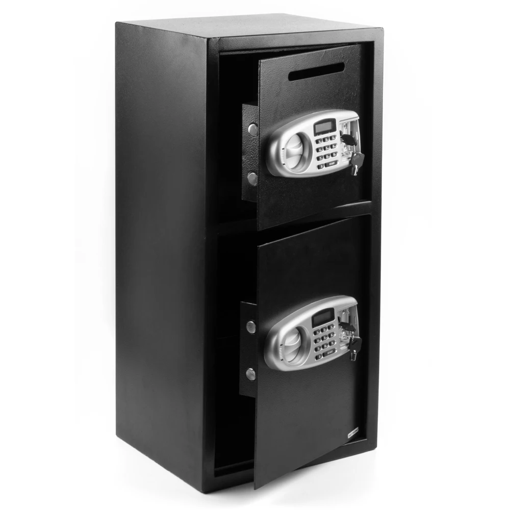 DS77TE Seguridad para el hogar y la oficina Caja fuerte electrónica digital grande de acero negra y panel gris plateado