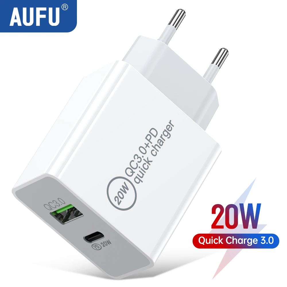 AUFU 20W PD Charger QC4.0 QC3.0 USB Type C Quick Charge for iPhone 15 14 13 12 11 Samsung Huawei Xiaomi Poco Phone Fast Charger