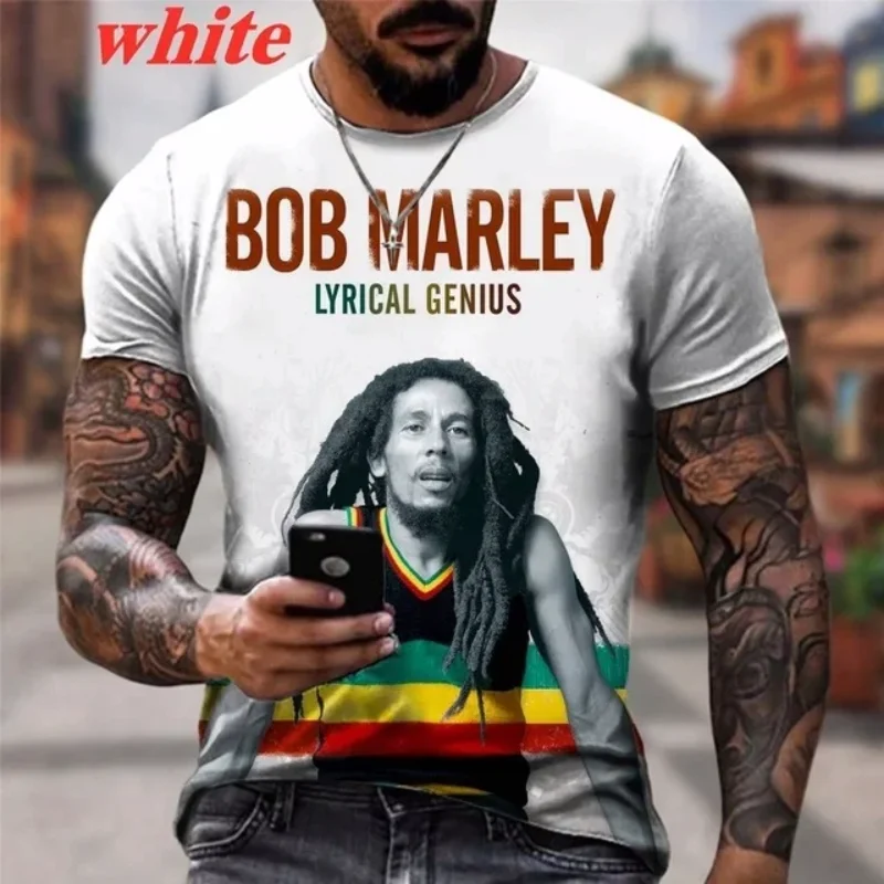 Summer Men\'s T-shirts Cool Rock Bob Marley 3d Print O-neck Short Sleeve Street Hip-hop Shirt Oversized Tops & Tees Men Clothing