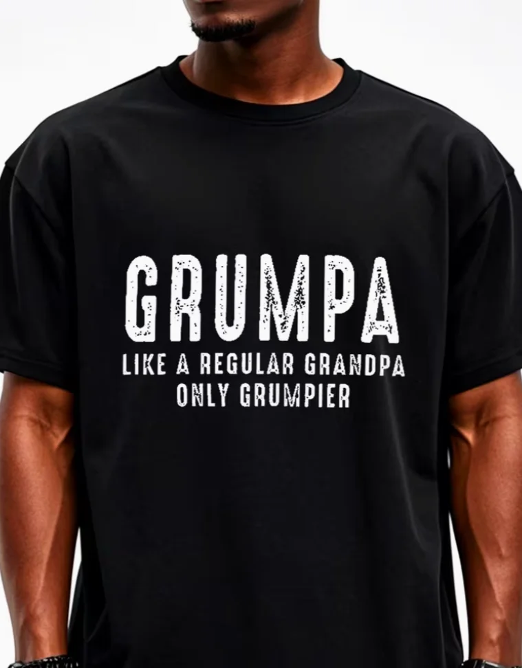 Grumpa - Soft Grandpa T-shirt for Men - Crew Neck Graphic, Moisture-Wicking, Breathable, Casual Daily Style T-shirt