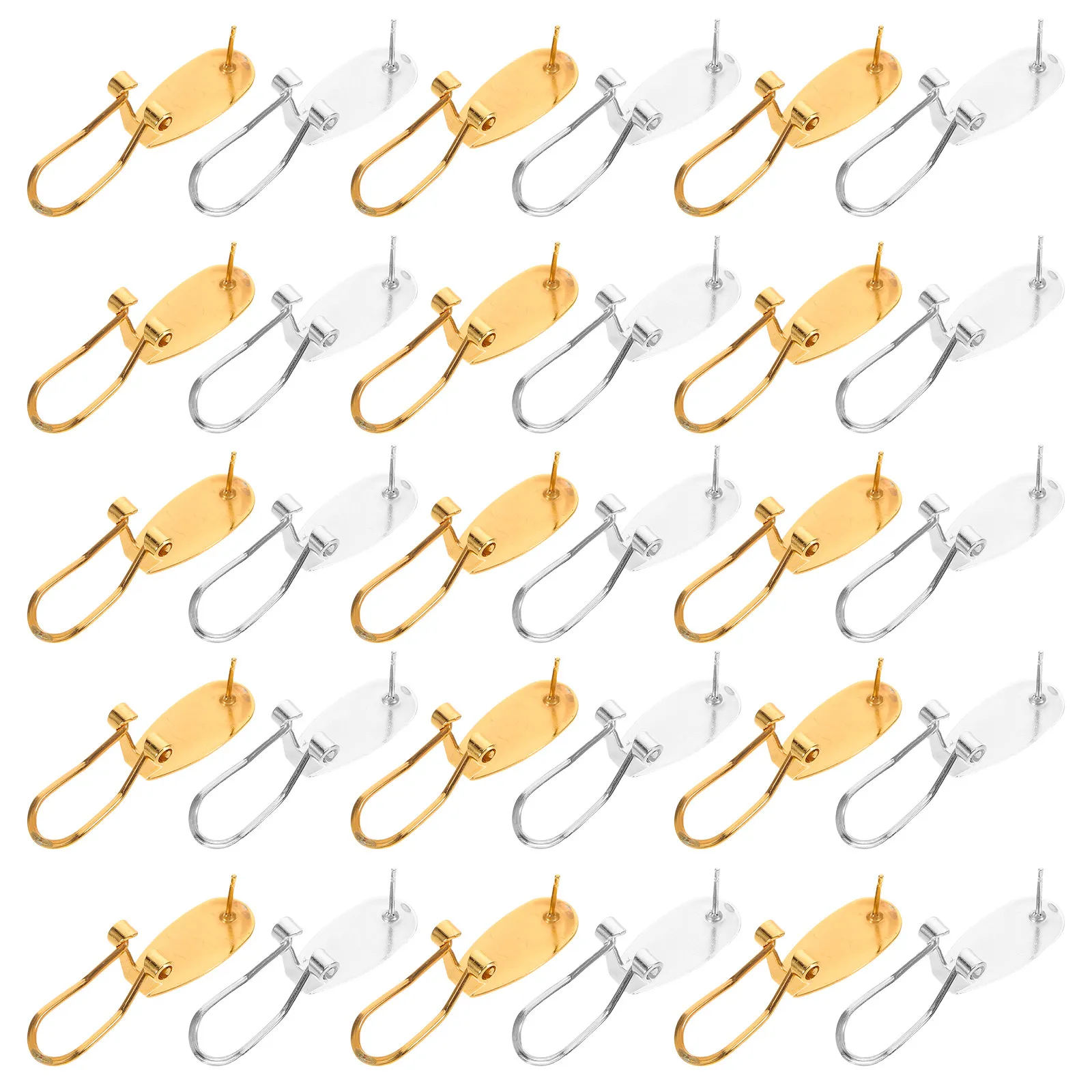 40Pcs Oval Earring Posts Flat Pad Copper Lever Back Hooks DIY Jewelry Making Earring Supplies Copper Jewelry Accessories