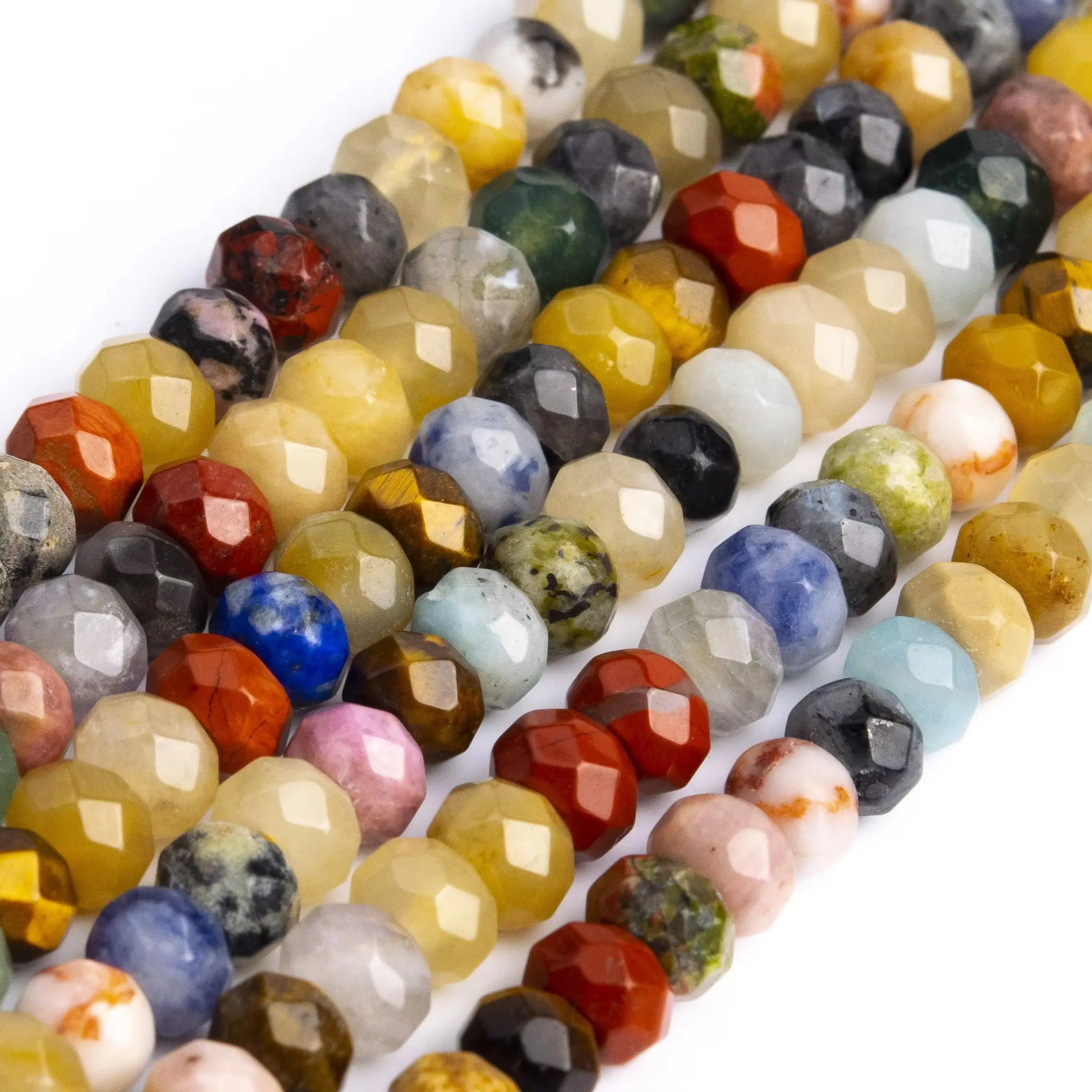 Multicolor Mixed Stone Beads Grade Natural Gemstone Faceted Rondelle Size Options 6/8/10mm for Jewelry Making DIY bracelet