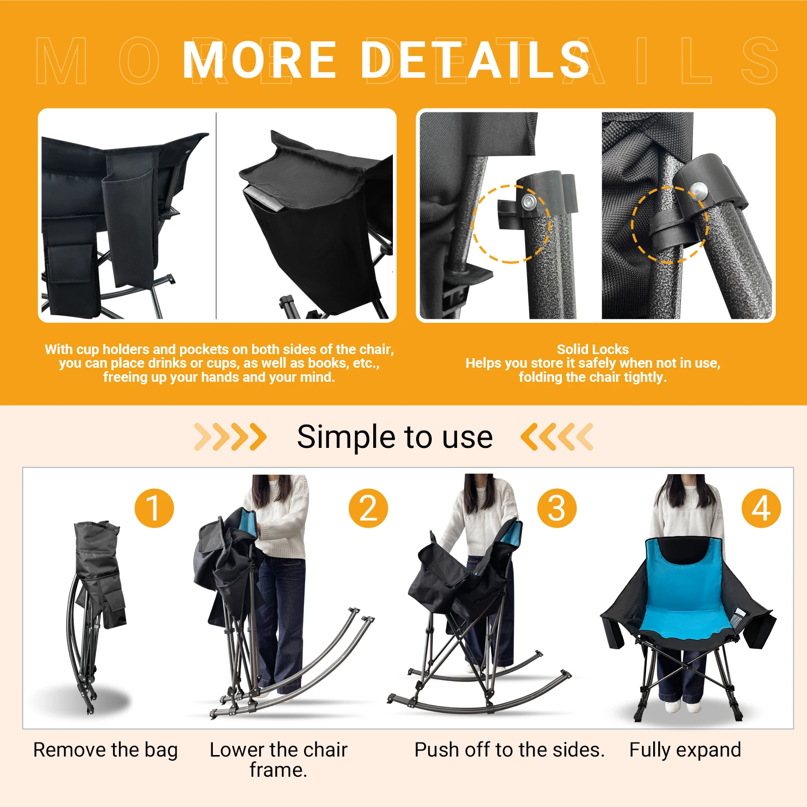 เก้าอี้แคมป์ปิ้งแบบโยก รับน้ำห - Outdoor Camping Rocking Chair บทวิจารณ์และราคา