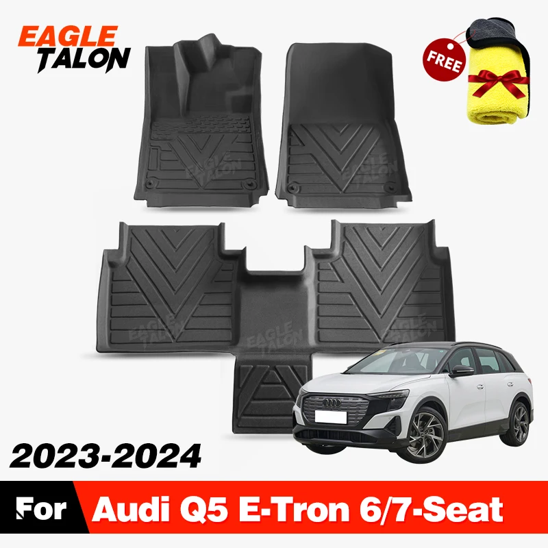 

Всепогодный напольный коврик из ТПЭ для Audi Q5 E-Tron 6/7-Seat 2022 2023 2024, водонепроницаемый ковер, аксессуары для защиты салона автомобиля