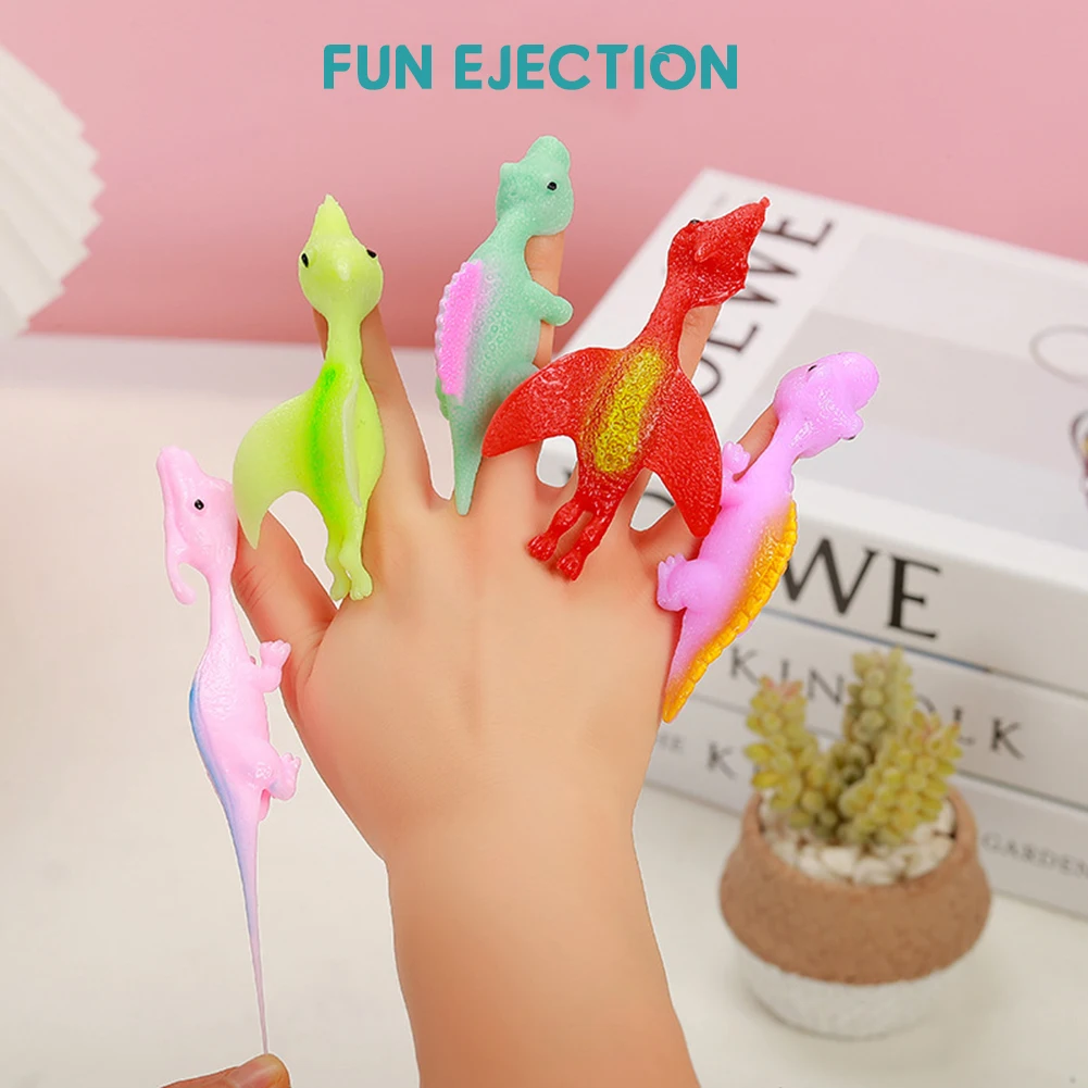 

Lovely High Elastic Slingshoting Dinosaur Finger Toys High Stretchy Antistress Baubles Toys For Children Boy Girl