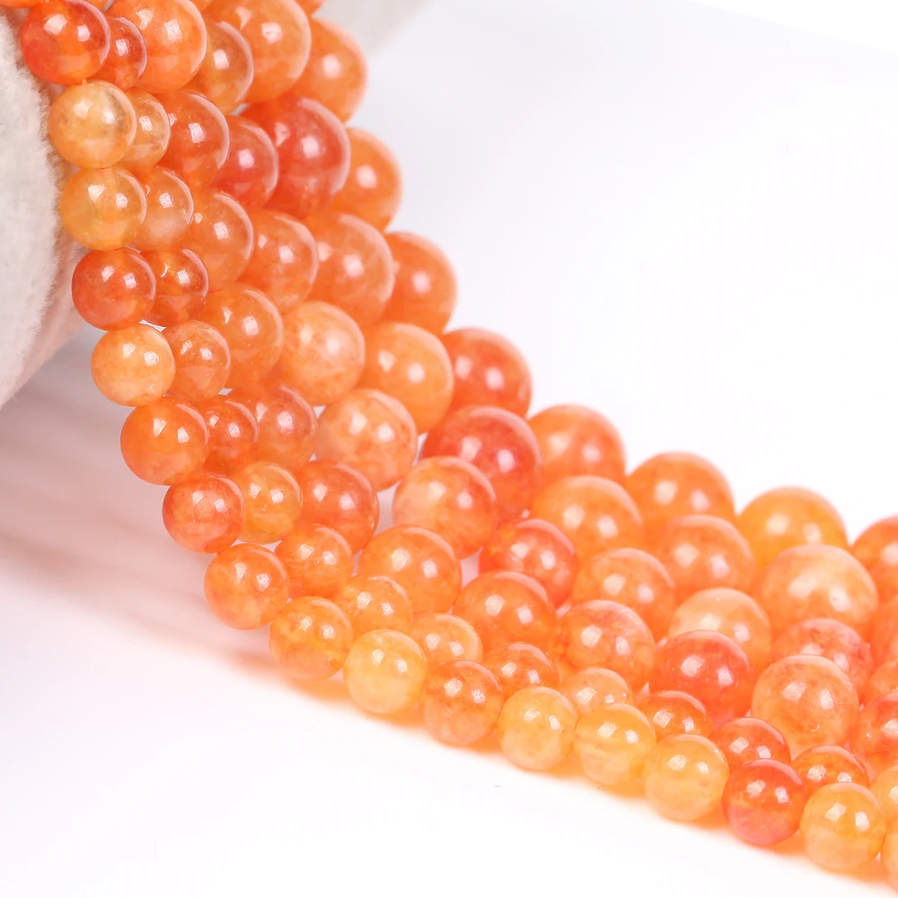 6 8 10mm Natural Stone Beads Orange Sunstone Spacer Loose Round Beads For Jewelry Making DIY Bracelets Accessories