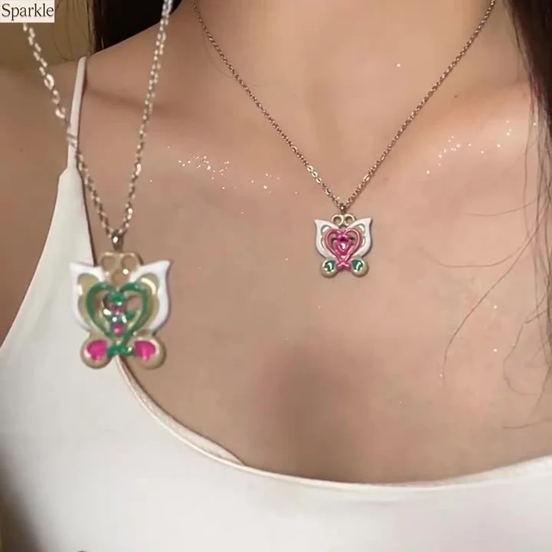 Korean Style Star Tassel Heart Butterfly Stainless Steel Necklace Y2K Sweet Cool Choker Trendy Stackable Clavicle Chain Jewelry