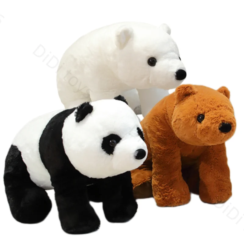 40/50cm Giant Polar Bear Brown Bears Simulation Big Panda Plush Toy Lifelike Real Fluffy Animals Doll Comforting Gift For Kid