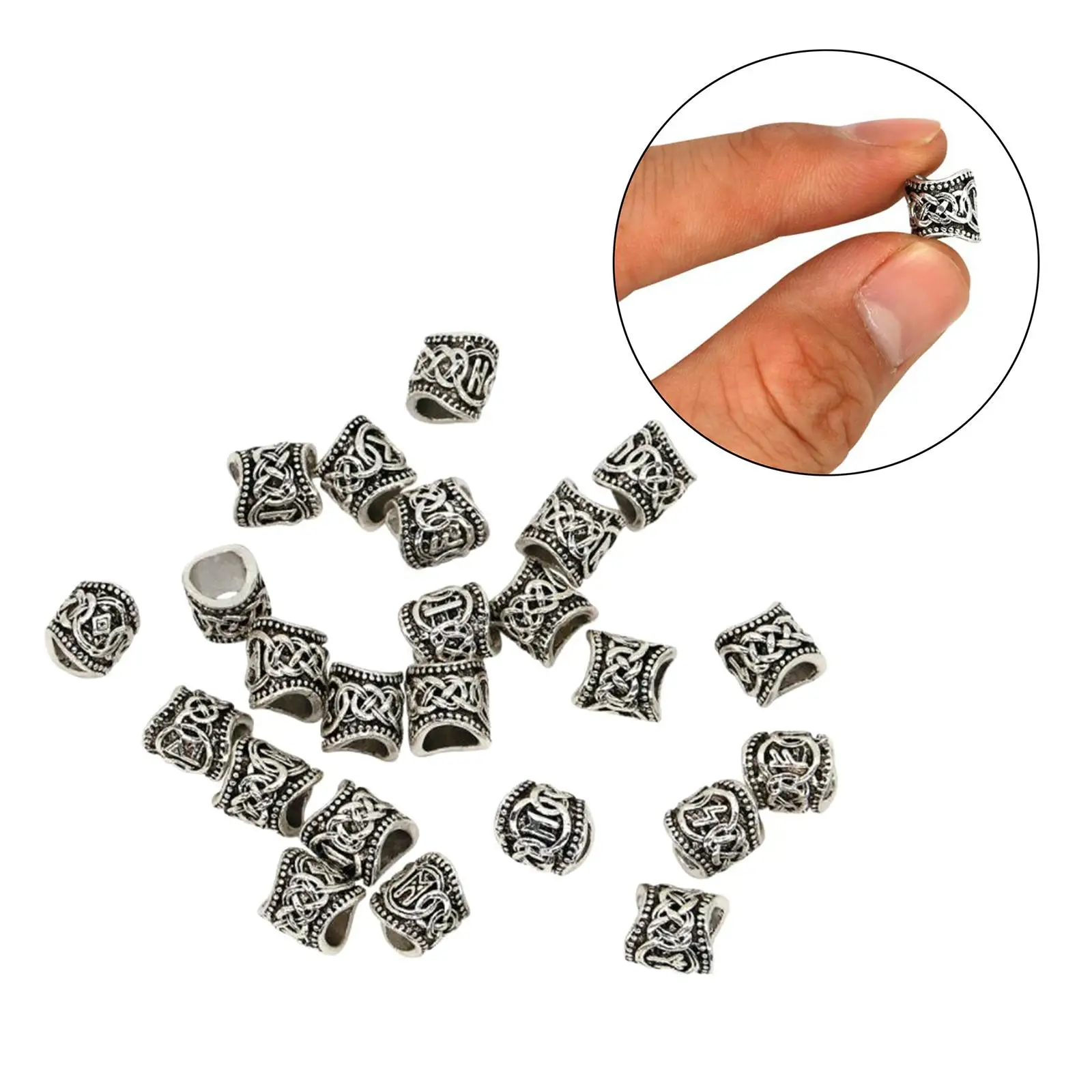 24Pcs Viking Beard Beads Rings Bead Dreadlock Jewelry