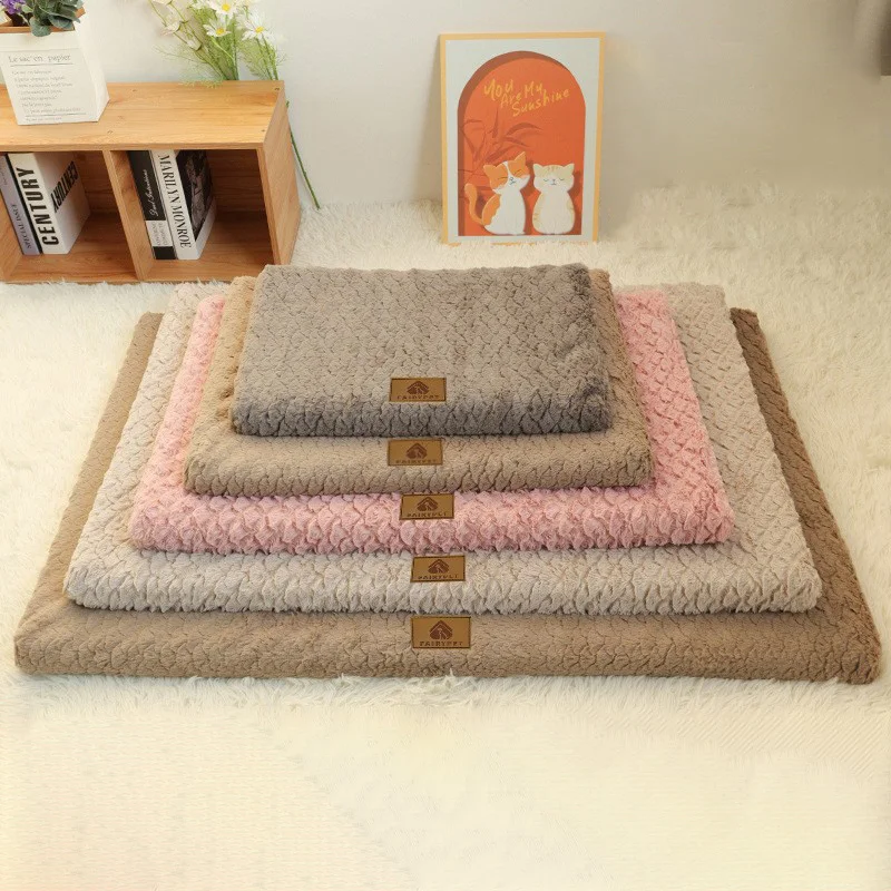 Lit de caisse d'hiver pour chien, coussin en fausse fourrure en peluche, lit Anti-anxiété apaisant pour caisse, tapis pour chien doux et chaud lavable avec fond antidérapant