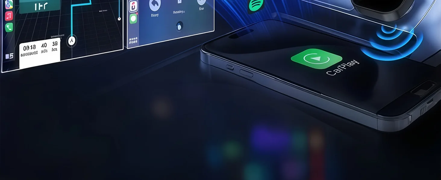 2-in-1 Kabelloser CarPlay & Android Auto Adapter, Plug & Play CarPlay Dongle Verwandelt Kabelgebunden in Kabellos, Schnelle Automatische Verbindung – Detail 4