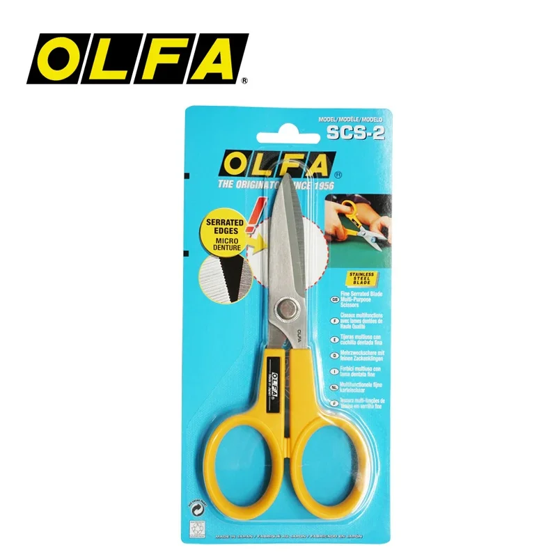 

OLFA SCS-2 Antiskid Scissors Fine Serrated Blade Multi-purpose Scissors Stainless Steel Clipper Fabric Paper Cuttings Craft Tool