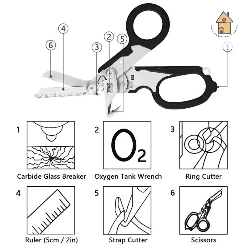 Multifunction Scissor Emergency Rescue Shear First Aid Kit Raptor Scissors Foldable Plier Outdoor Survival EDC Tool Gear