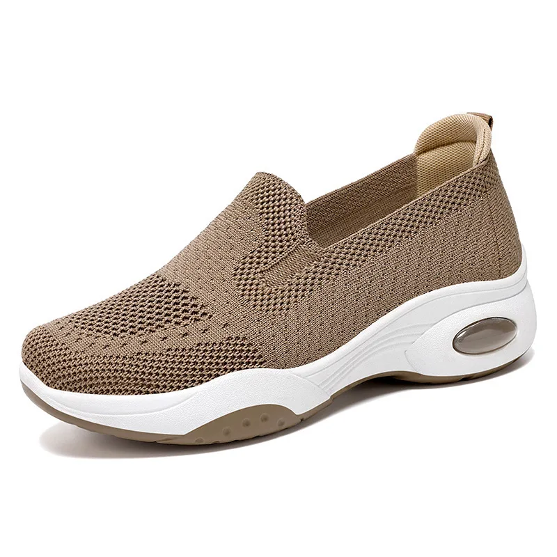 Ladies Breathable Mesh Slip On Walking Sneakers Air Cushion Platform Comfort Non Slip Casual Shoes view 5