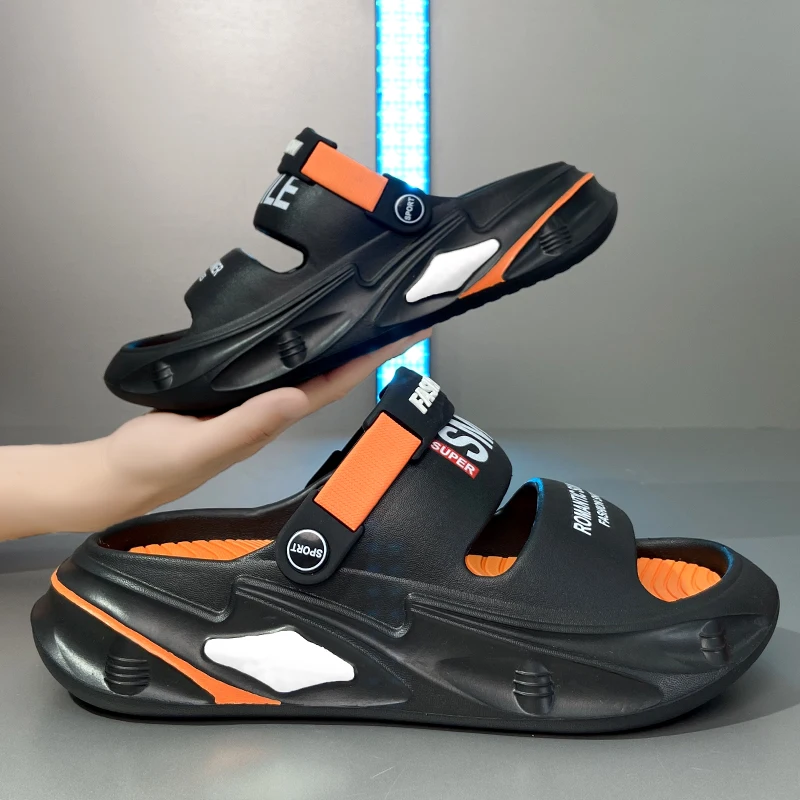 

Мужские летние тапочки из ЭВА, супермягкие шлепанцы на толстой подошве, дышащие пляжные сандалии, уличная повседневная модная обувь