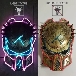 Cosplay Movie Predator mask Full Face Party Prop Neon Led Mask Lighting Up In The Dark For Halloween Party Decoration