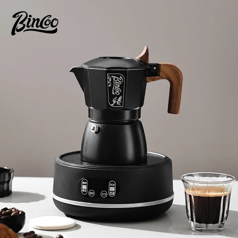 

Кофеварка Bincoo Moka Pot с двойным клапаном, деревянной ручкой, изолированная, алюминиевая, классическая кофемашина, инструмент для экстракции эспрессо