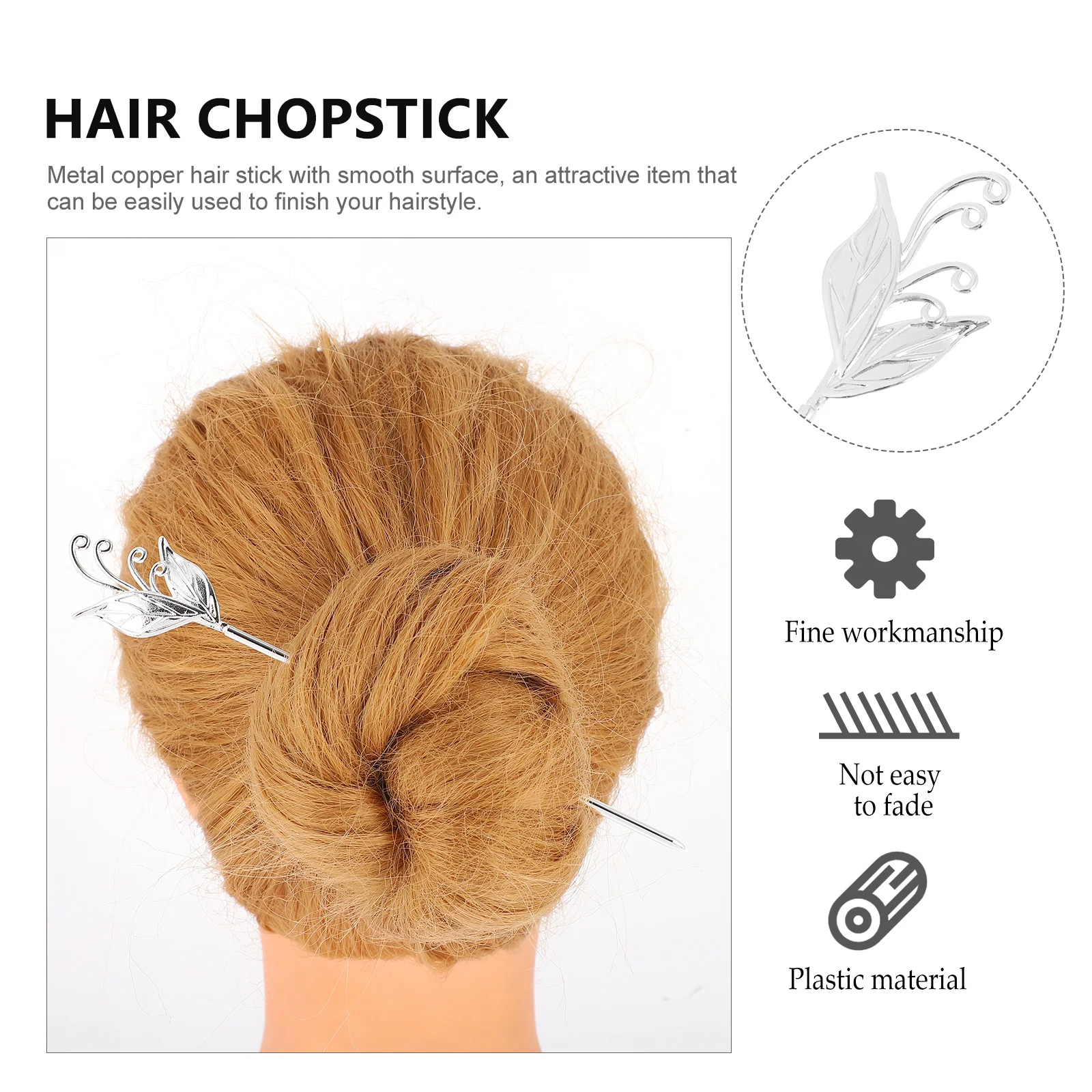 

2 Pcs Accessories for Girls Hairpin Headdress Chinese Chopstick Bun Silver Bride