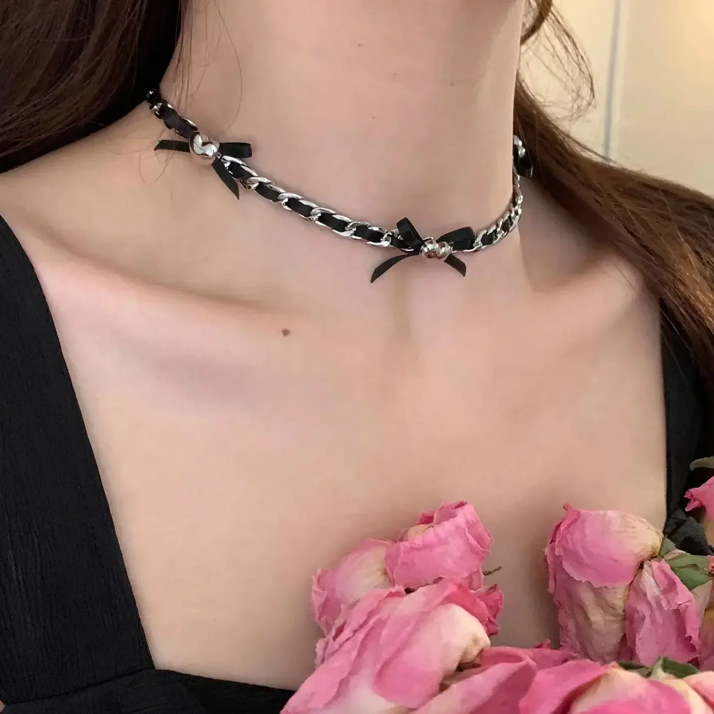 Y2K Goth Butterfly Bowknot Heart Choker Necklace Women Egirl Kpop Aesthetic Vintage Cute Charms Grunge Jewelry Scene Accessories