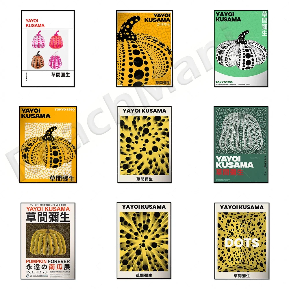 

Japanese art Yayoi Kusama prints, Yayoi Kusama pumpkin eternal soul point shape Nordic posters and prints living room wall pictu