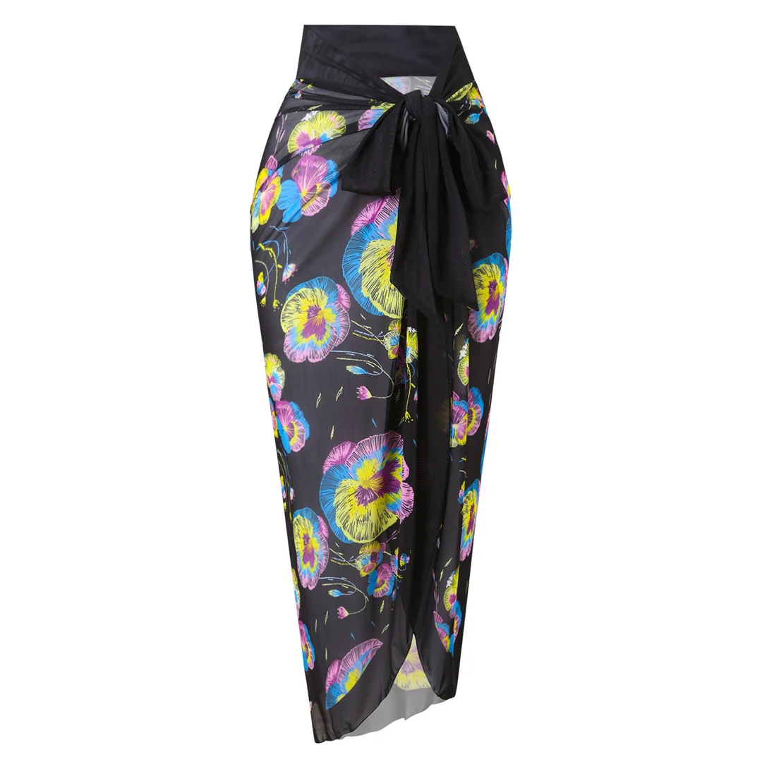S - XXL, bedruckter, langärmeliger Badeanzug mit Sarong, einteiliger Badeanzug für Damen, Damen-Bademode, Blumenmuster, gepolsterter Badeanzug, Badebekleidung, Modell V7181. – Detail 37