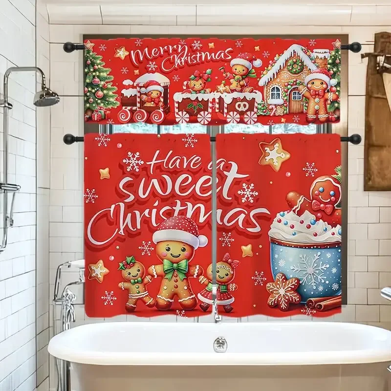 

2pcs-Christmas gingerbread Man - pole bag curtains, bedroom and living room decoration, home decoration, Christmas decoration