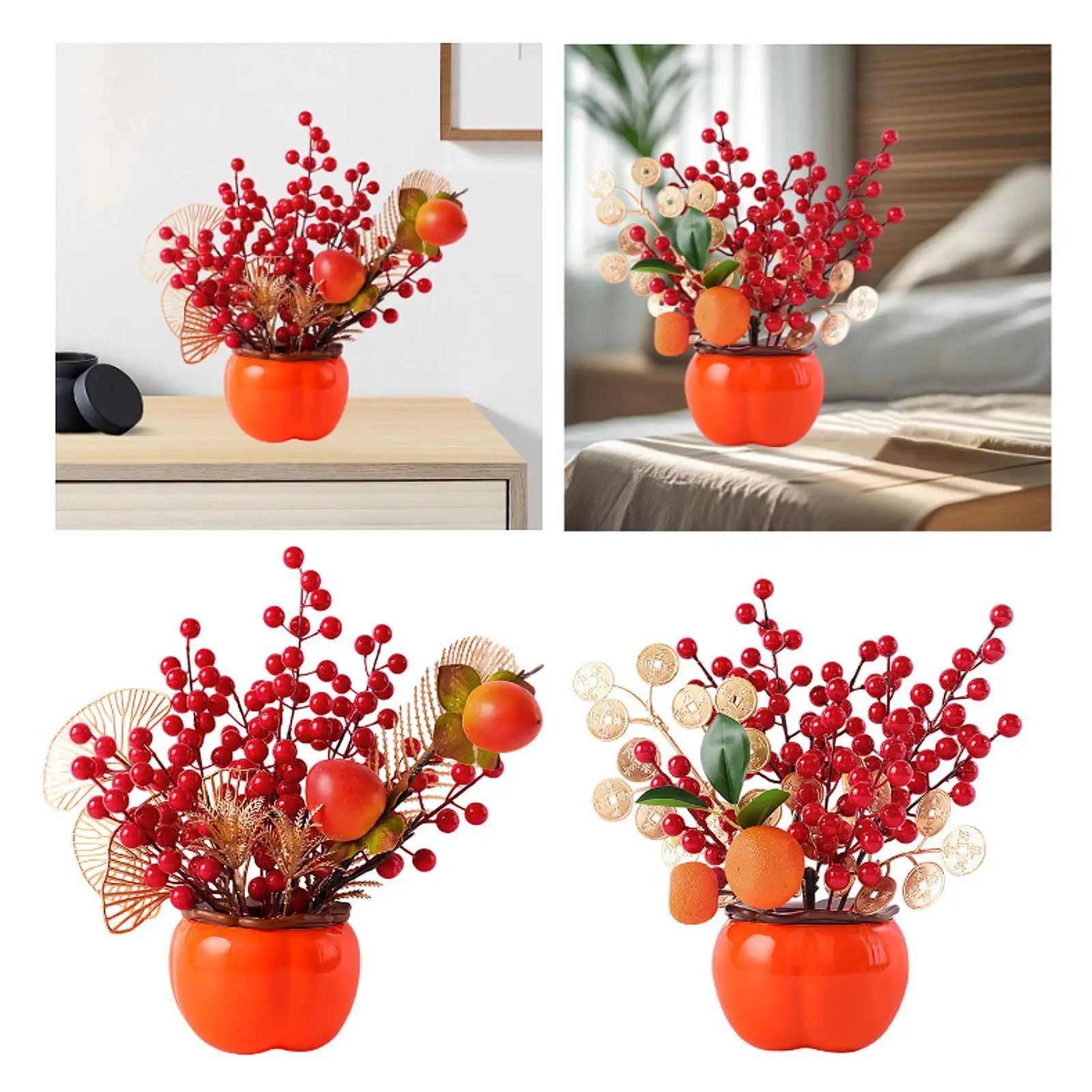 Chinese Lunar New Year Decoration Fake Flower Bucket for Wedding Holiday