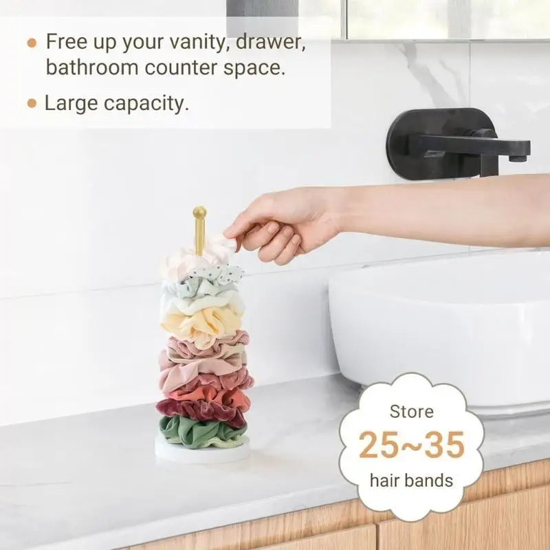 

Деревянное основание для хранения резинок для волос, металлический стержень, органайзер для резинки для резинок для волос, для и