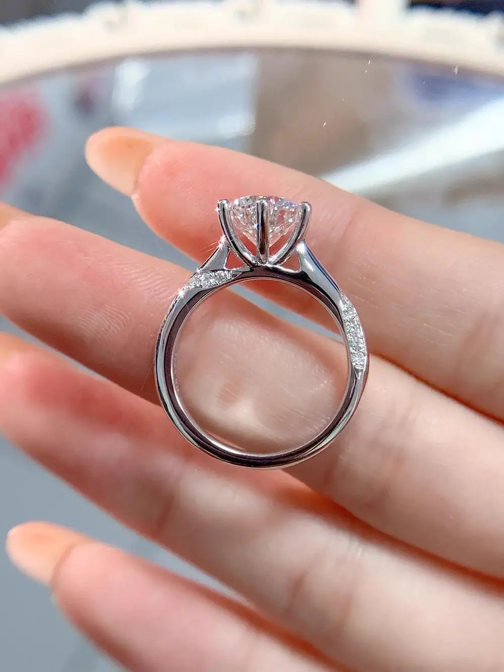 

IGI Lab Growing Diamond Ring Round D Color 1 2 3 4Ct Solid 18K White Gold Ring Diamond wedding ring Factory Engagement Ring