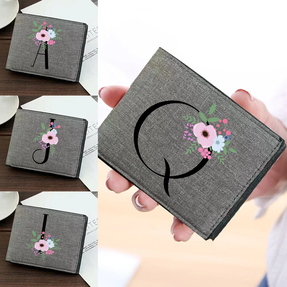 

Wallet Vintage Wallet Students Key Storage Purse Coin Purse Flower and Black Printing Series Bank ID Cardholder Clutch Bag