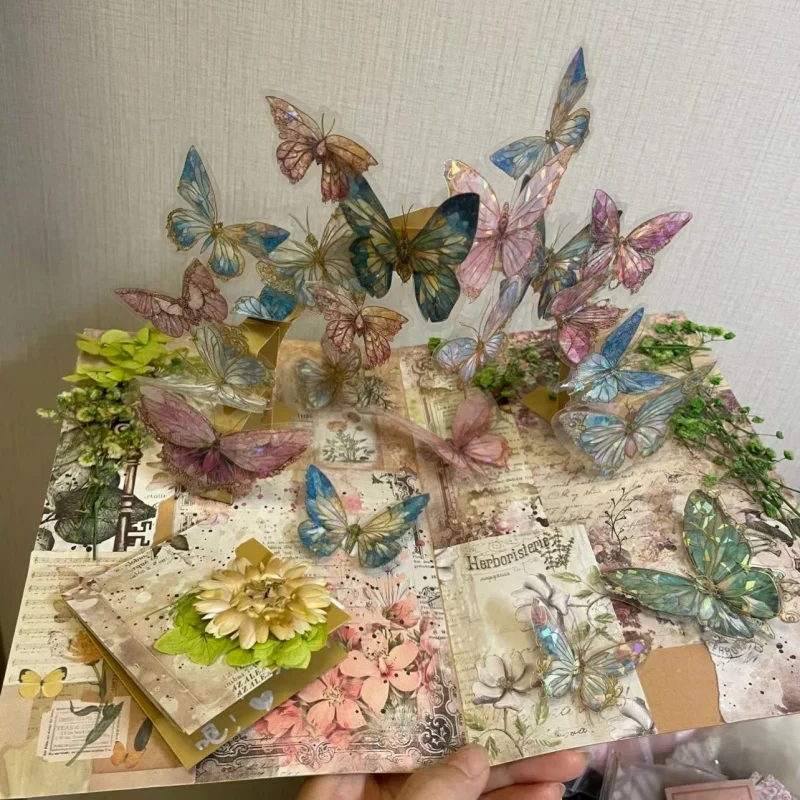 diy-華やかな金箔蝶の立体ブック素材パッケージ一式、ガールフレンドへの手作りギフト