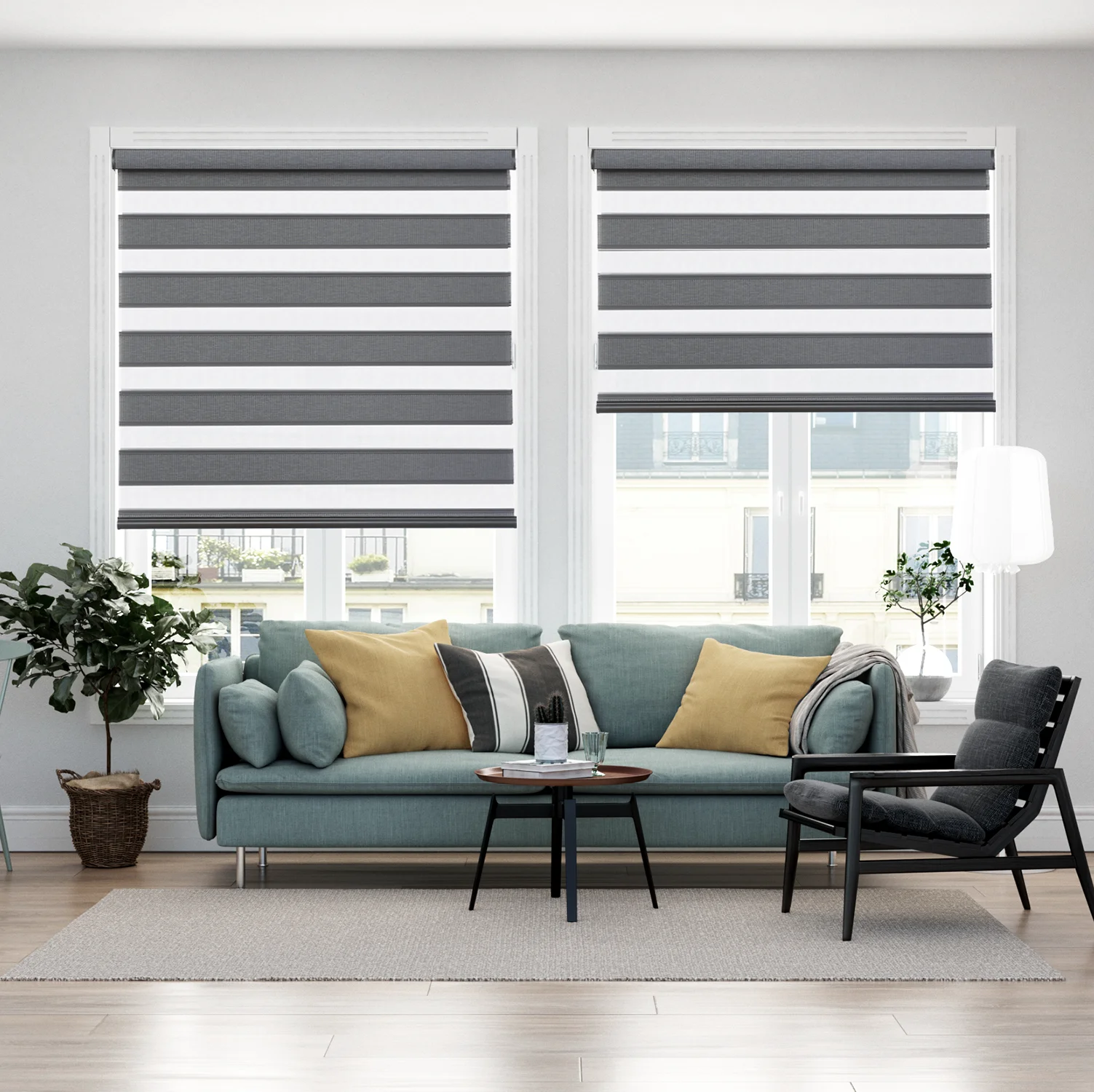 

# Hot Day And Night Wifi Remote Electric Double-layer Office Sunshade Electric Automatic Motor Electric Window Zebra Shutter