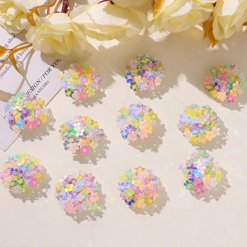Shoe Charm 1 Piece Iridescent Sequin Hydrangea Vibrant Spring Summer Eye Catching DIY Clip for Jelly Clear Crystal Clogs Ladies