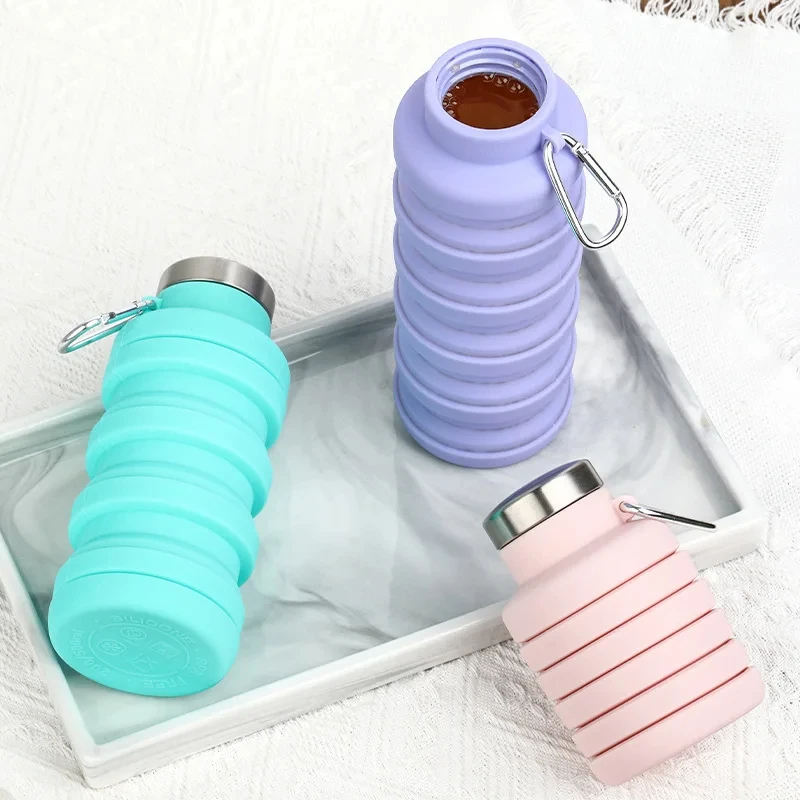 Collapsible Water Bottle, Reuseable BPA Free Silicone Foldable Bottles Portable Hiking Cup For Outdoor Mountaineering Tours view 2